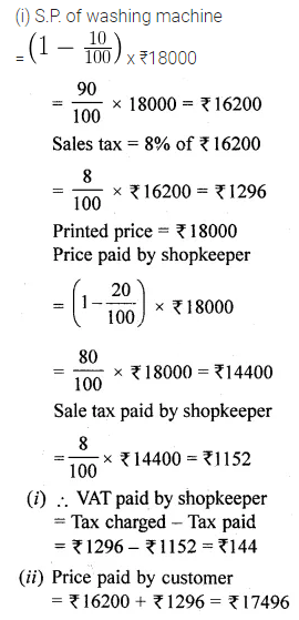 ML Aggarwal Class 10 Solutions for ICSE Maths Chapter 1 Value Added Tax Chapter Test 1