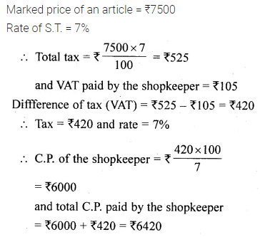 ML Aggarwal Class 10 Solutions for ICSE Maths Chapter 1 Value Added Tax Chapter Test 3