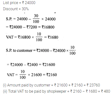 ML Aggarwal Class 10 Solutions for ICSE Maths Chapter 1 Value Added Tax Ex 1 6