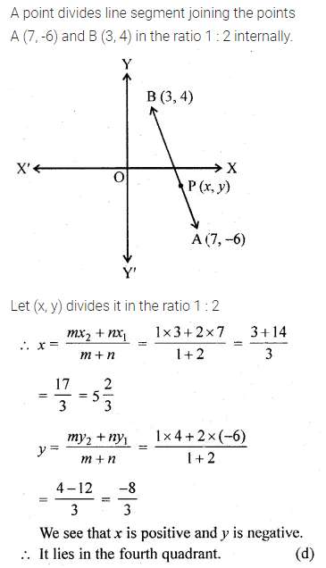 ML Aggarwal Class 10 Solutions for ICSE Maths Chapter 11 Section Formula MCQS 12