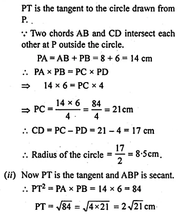 ML Aggarwal Class 10 Solutions for ICSE Maths Chapter 15 Circles Chapter Test 36