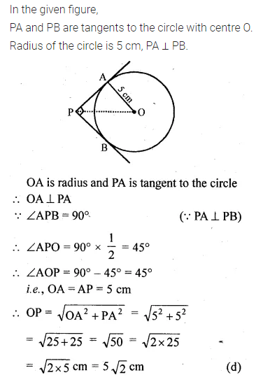 ML Aggarwal Class 10 Solutions for ICSE Maths Chapter 15 Circles MCQS 26