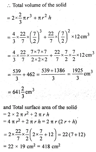 ML Aggarwal Class 10 Solutions for ICSE Maths Chapter 17 Mensuration Chapter Test 12