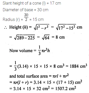 ML Aggarwal Class 10 Solutions for ICSE Maths Chapter 17 Mensuration Chapter Test 3