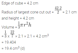 ML Aggarwal Class 10 Solutions for ICSE Maths Chapter 17 Mensuration MCQS 20
