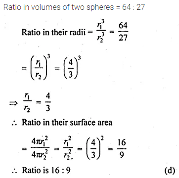 ML Aggarwal Class 10 Solutions for ICSE Maths Chapter 17 Mensuration MCQS 22