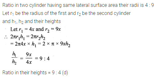 ML Aggarwal Class 10 Solutions for ICSE Maths Chapter 17 Mensuration MCQS 4