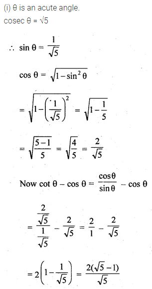 ML Aggarwal Class 10 Solutions for ICSE Maths Chapter 18 Trigonometric Identities Chapter Test 1