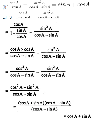 ML Aggarwal Class 10 Solutions for ICSE Maths Chapter 18 Trigonometric Identities Chapter Test 19