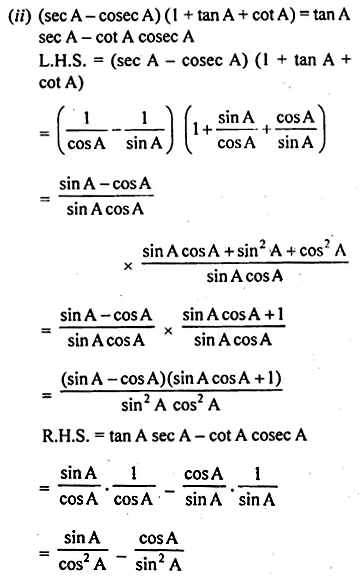 ML Aggarwal Class 10 Solutions for ICSE Maths Chapter 18 Trigonometric Identities Chapter Test 20