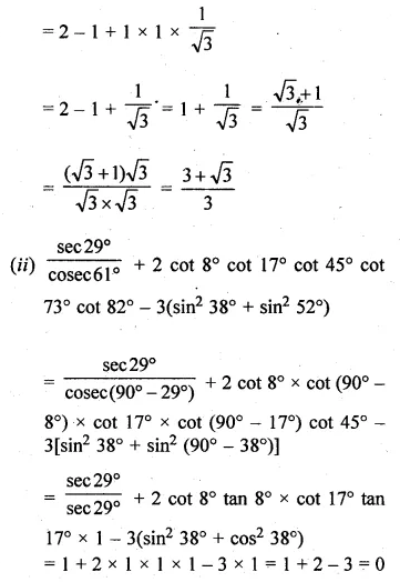 ML Aggarwal Class 10 Solutions for ICSE Maths Chapter 18 Trigonometric Identities Chapter Test 5