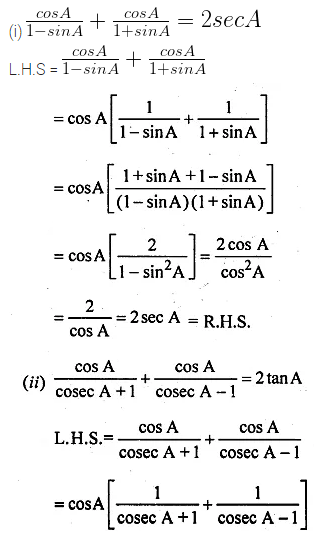 ML Aggarwal Class 10 Solutions for ICSE Maths Chapter 18 Trigonometric Identities Chapter Test 8