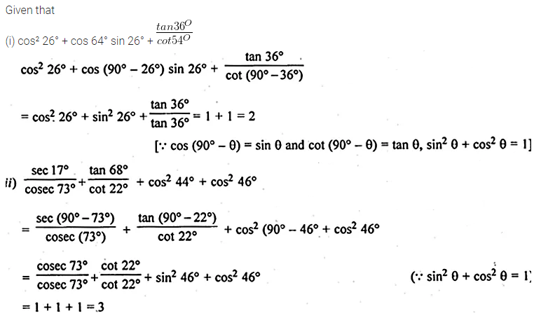 ML Aggarwal Class 10 Solutions for ICSE Maths Chapter 18 Trigonometric Identities Ex 18 10