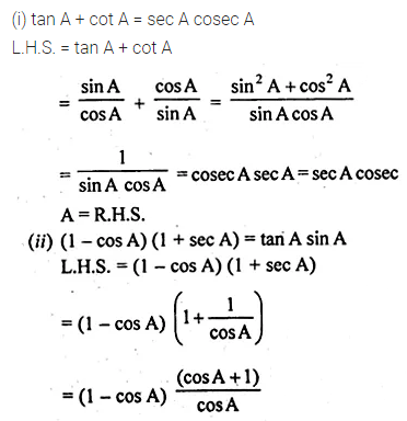 ML Aggarwal Class 10 Solutions for ICSE Maths Chapter 18 Trigonometric Identities Ex 18 20