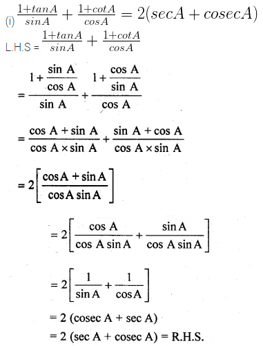 ML Aggarwal Class 10 Solutions for ICSE Maths Chapter 18 Trigonometric Identities Ex 18 43