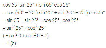 ML Aggarwal Class 10 Solutions for ICSE Maths Chapter 18 Trigonometric Identities MCQS 11