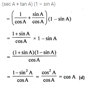 ML Aggarwal Class 10 Solutions for ICSE Maths Chapter 18 Trigonometric Identities MCQS 5