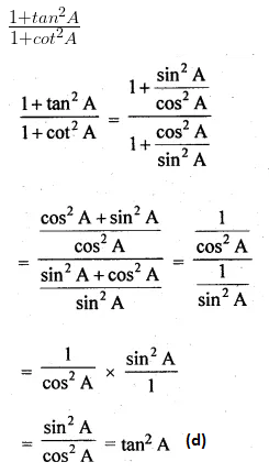 ML Aggarwal Class 10 Solutions for ICSE Maths Chapter 18 Trigonometric Identities MCQS 6