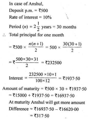 ML Aggarwal Class 10 Solutions for ICSE Maths Chapter 2 Banking Chapter Test 3