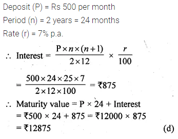 ML Aggarwal Class 10 Solutions for ICSE Maths Chapter 2 Banking MCQS 3