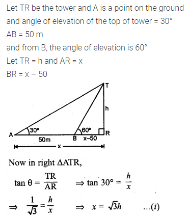 ML Aggarwal Class 10 Solutions for ICSE Maths Chapter 20 Heights and Distances Chapter Test 1