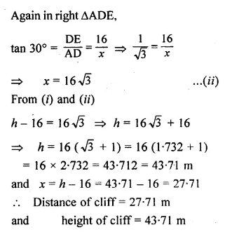 ML Aggarwal Class 10 Solutions for ICSE Maths Chapter 20 Heights and Distances Chapter Test 15