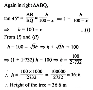 ML Aggarwal Class 10 Solutions for ICSE Maths Chapter 20 Heights and Distances Chapter Test 17