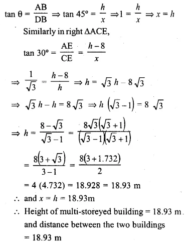 ML Aggarwal Class 10 Solutions for ICSE Maths Chapter 20 Heights and Distances Ex 20 50