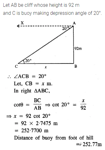 ML Aggarwal Class 10 Solutions for ICSE Maths Chapter 20 Heights and Distances Ex 20 7