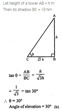 ML Aggarwal Class 10 Solutions for ICSE Maths Chapter 20 Heights and Distances MCQS 11