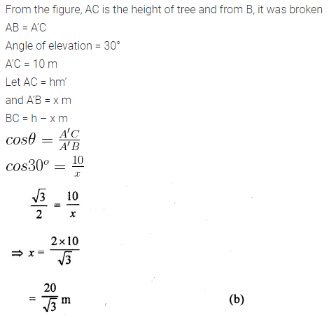 ML Aggarwal Class 10 Solutions for ICSE Maths Chapter 20 Heights and Distances MCQS 7