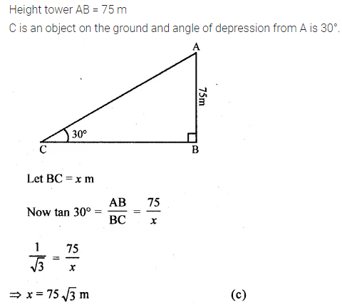 ML Aggarwal Class 10 Solutions for ICSE Maths Chapter 20 Heights and Distances MCQS 8