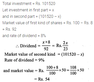 ML Aggarwal Class 10 Solutions for ICSE Maths Chapter 3 Shares and Dividends Chapter Test 9