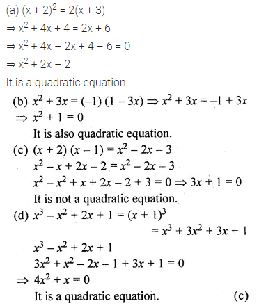 ML Aggarwal Class 10 Solutions for ICSE Maths Chapter 5 Quadratic Equations in One Variable MCQS 1