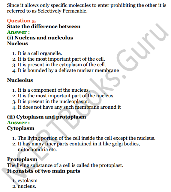 Selina Concise Biology Class 6 ICSE Solutions Chapter 3 Cell - The Structure and Functions 3