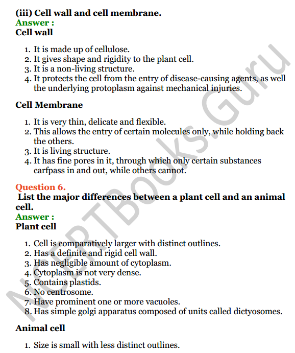 Selina Concise Biology Class 6 ICSE Solutions Chapter 3 Cell - The Structure and Functions 4