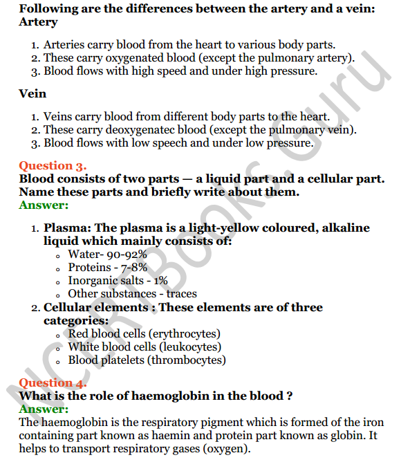 Selina Concise Biology Class 6 ICSE Solutions Chapter 6 The Circulatory System 4