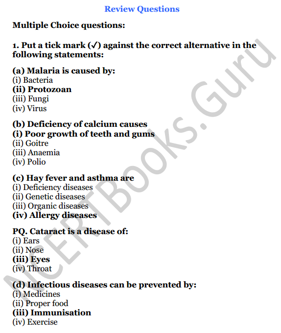 Selina Concise Biology Class 6 ICSE Solutions Chapter 7 Health and Hygiene 1