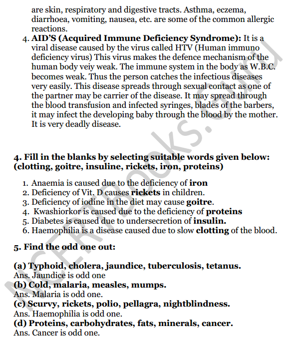 Selina Concise Biology Class 6 ICSE Solutions Chapter 7 Health and Hygiene 6