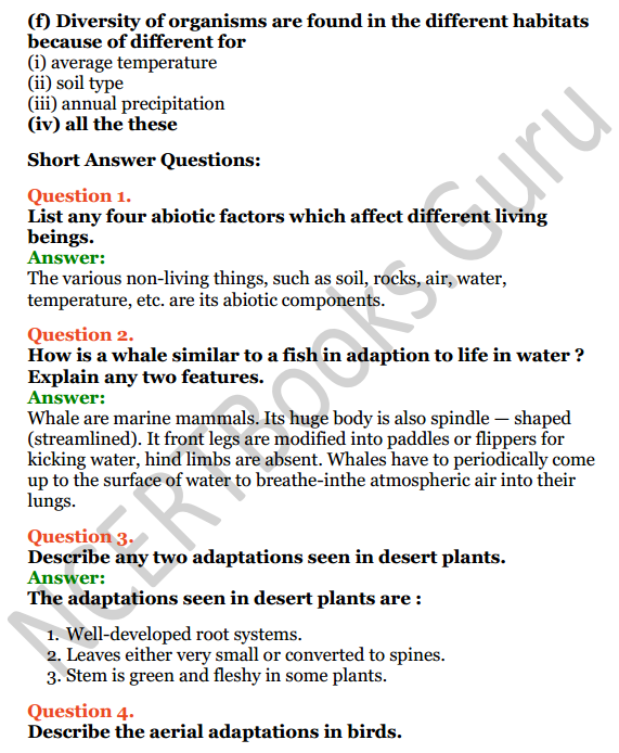 Selina Concise Biology Class 6 ICSE Solutions Chapter 8 Habitat and Adaptation 2