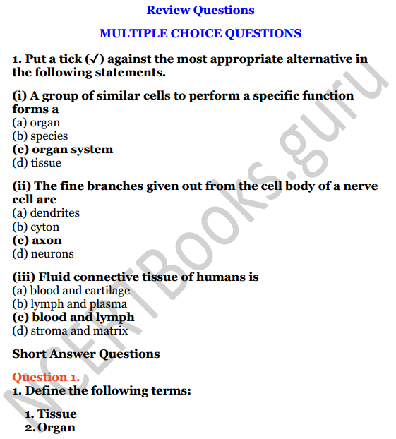 Selina Concise Biology Class 7 ICSE Solutions Chapter 1 Plant and Animal Tissues 1