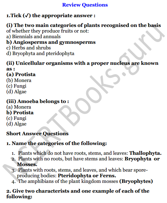 Selina Concise Biology Class 7 ICSE Solutions Chapter 2 Classification of Plants 1