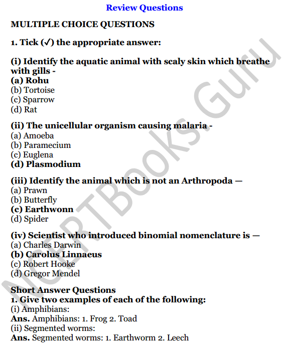 Selina Concise Biology Class 7 ICSE Solutions Chapter 3 Classification of  Animals - NCERT Books