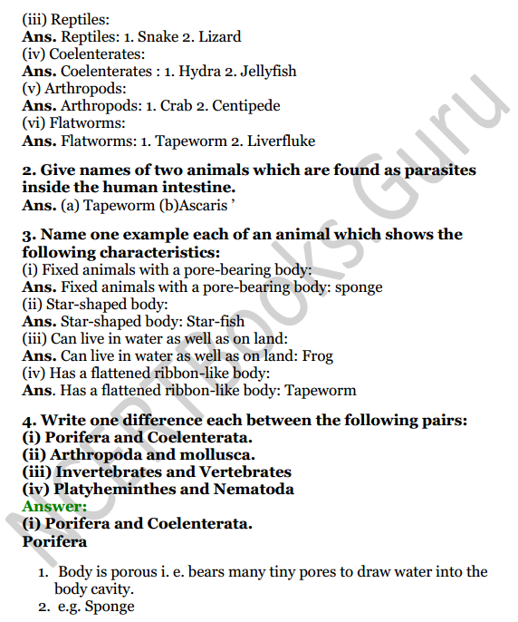 Selina Concise Biology Class 7 ICSE Solutions Chapter 3 Classification of Animals 2