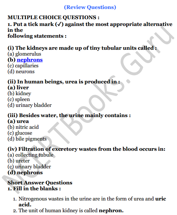 Selina Concise Biology Class 7 ICSE Solutions Chapter 5 Excretion in Humans 1