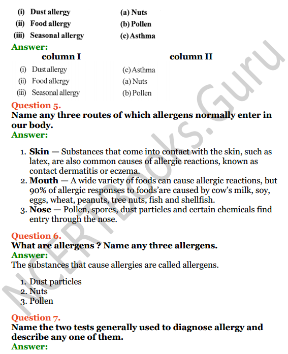 Selina Concise Biology Class 7 ICSE Solutions Chapter 7 Allergy 5