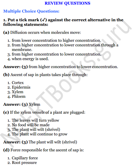 Selina Concise Biology Class 8 ICSE Solutions Chapter 1 Transportation in Plants 1