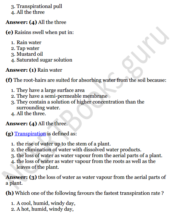 Selina Concise Biology Class 8 ICSE Solutions Chapter 1 Transportation in Plants 2