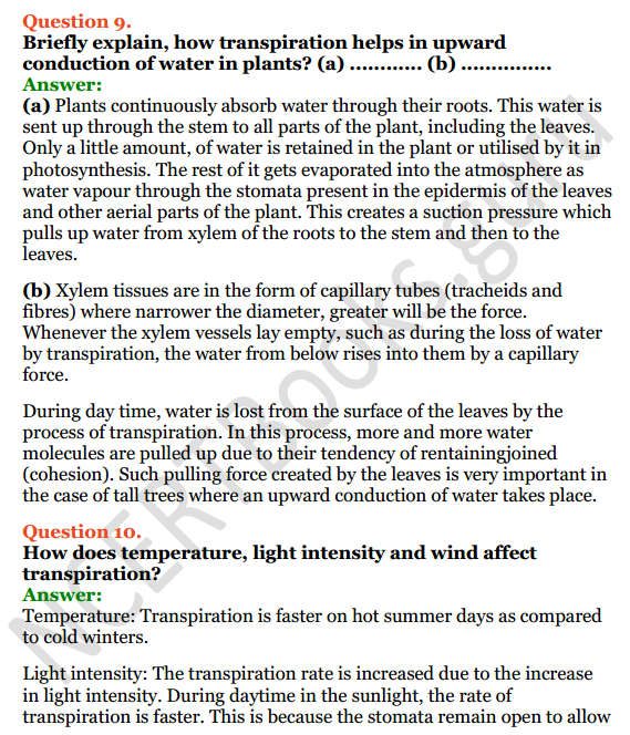 Selina Concise Biology Class 8 ICSE Solutions Chapter 1 Transportation in Plants 8