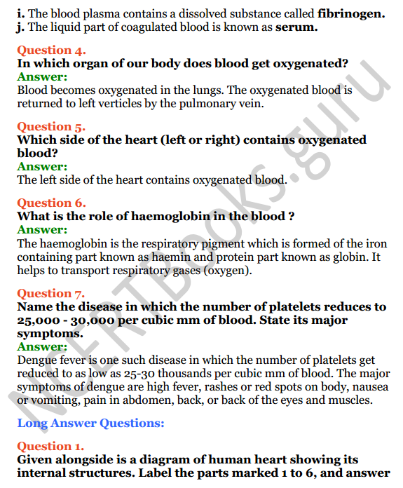 Selina Concise Biology Class 8 ICSE Solutions Chapter 6 The Circulatory System 6